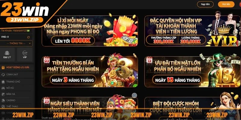 Anh em sẽ ấn tượng khi truy cập 23WIN bởi giao diện hiện đại